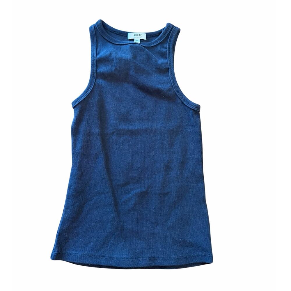 AGOLDE Black Ribbed Tank Top High Neck Women's Size XS